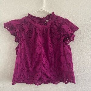 Jennifer And Grace Short Sleeve Eyelet Blouse